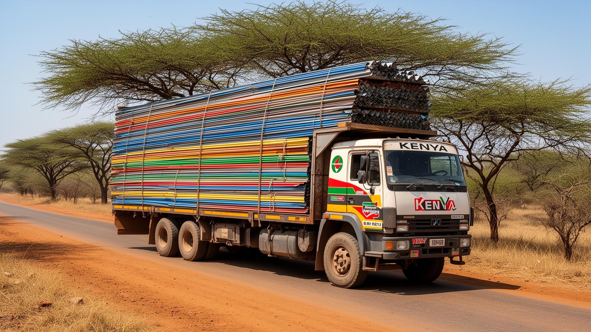 Delivery truck loaded with mabati